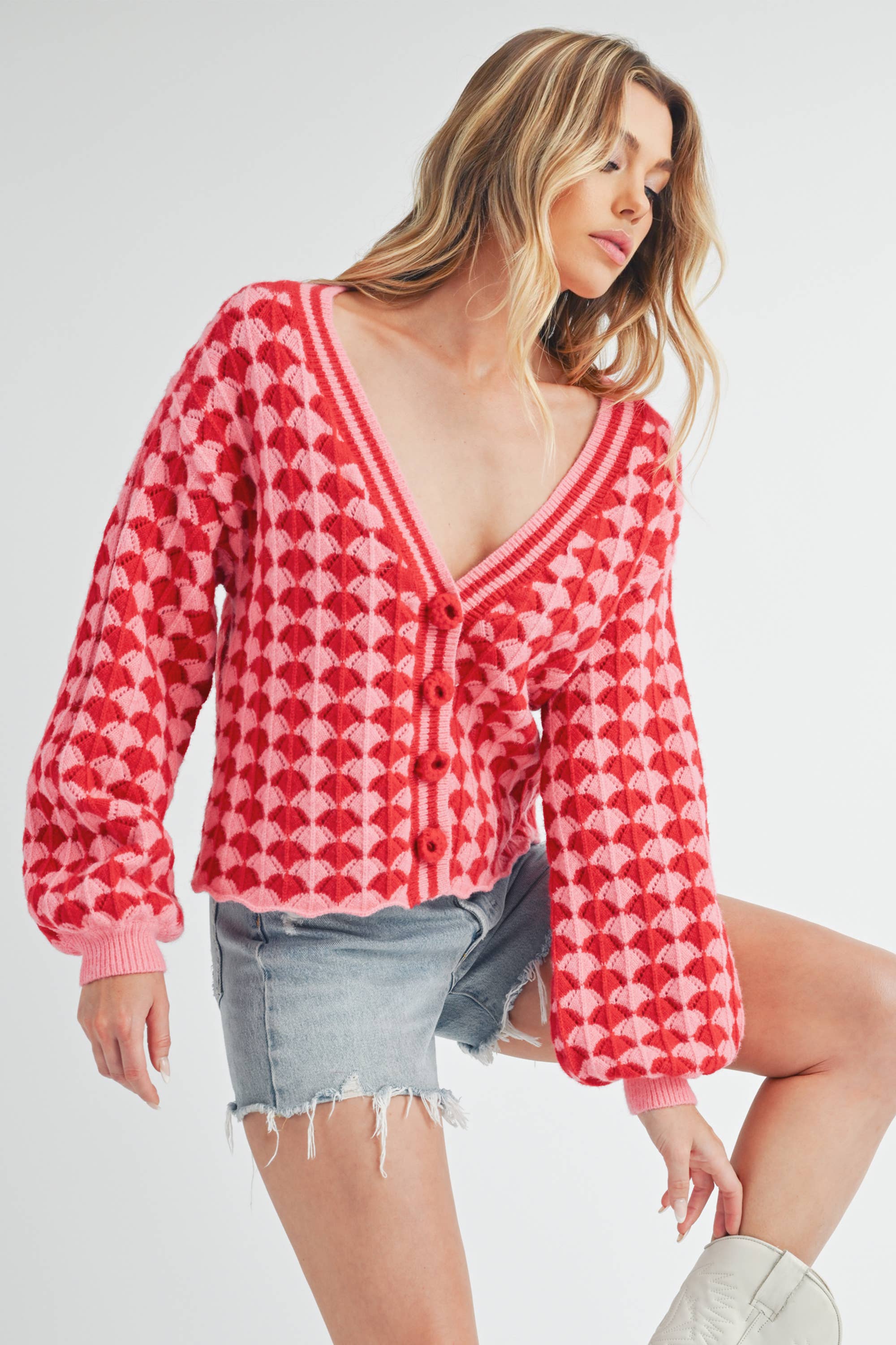 Pink Red 3210EK Fantasia Cardigan 1 for wholesale on Faire8