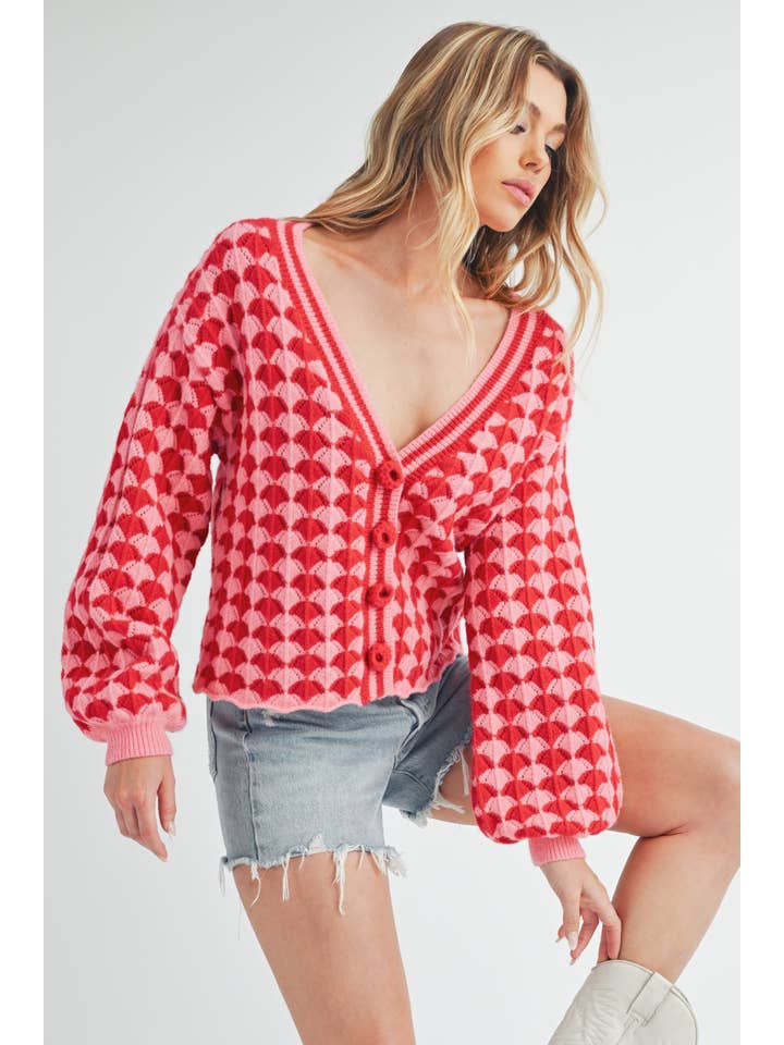 Pink Red 3210EK Fantasia Cardigan 1 for wholesale on Faire8
