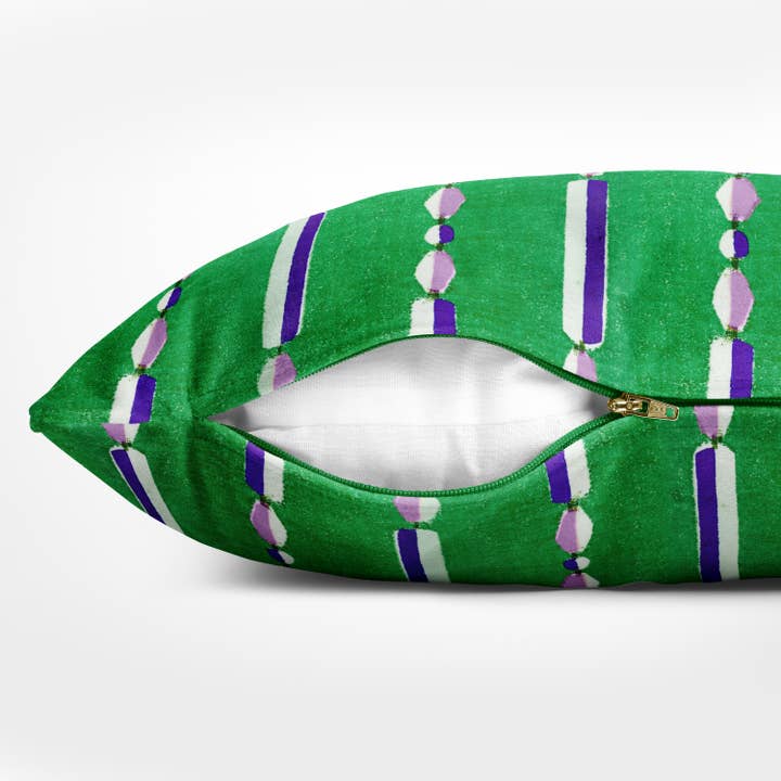 Reimagined by Anna Stark – wholesale Fabric – 'Geometric 2' velvet stripe fabric (By the Metre) - Emerald3