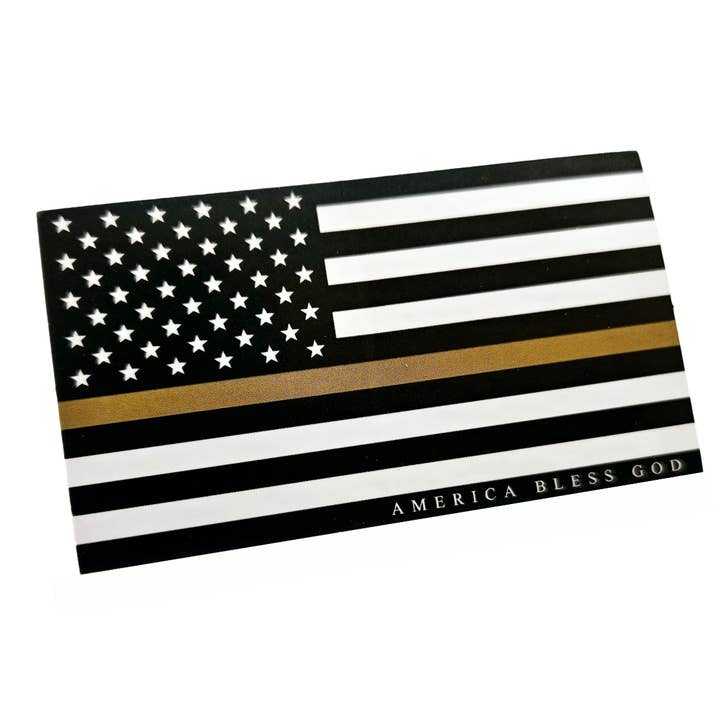 Thin Gold Line Flag | Sticker
for wholesale by Revelation Culture
