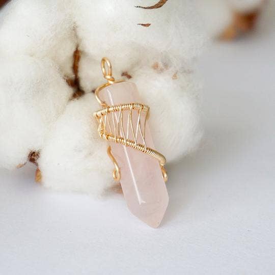 Raw Stone Elegance - Wholesale Pendant/Charm Necklace - Pink Rose Quartz Crystal Point Necklace, Valentines Day Gift3