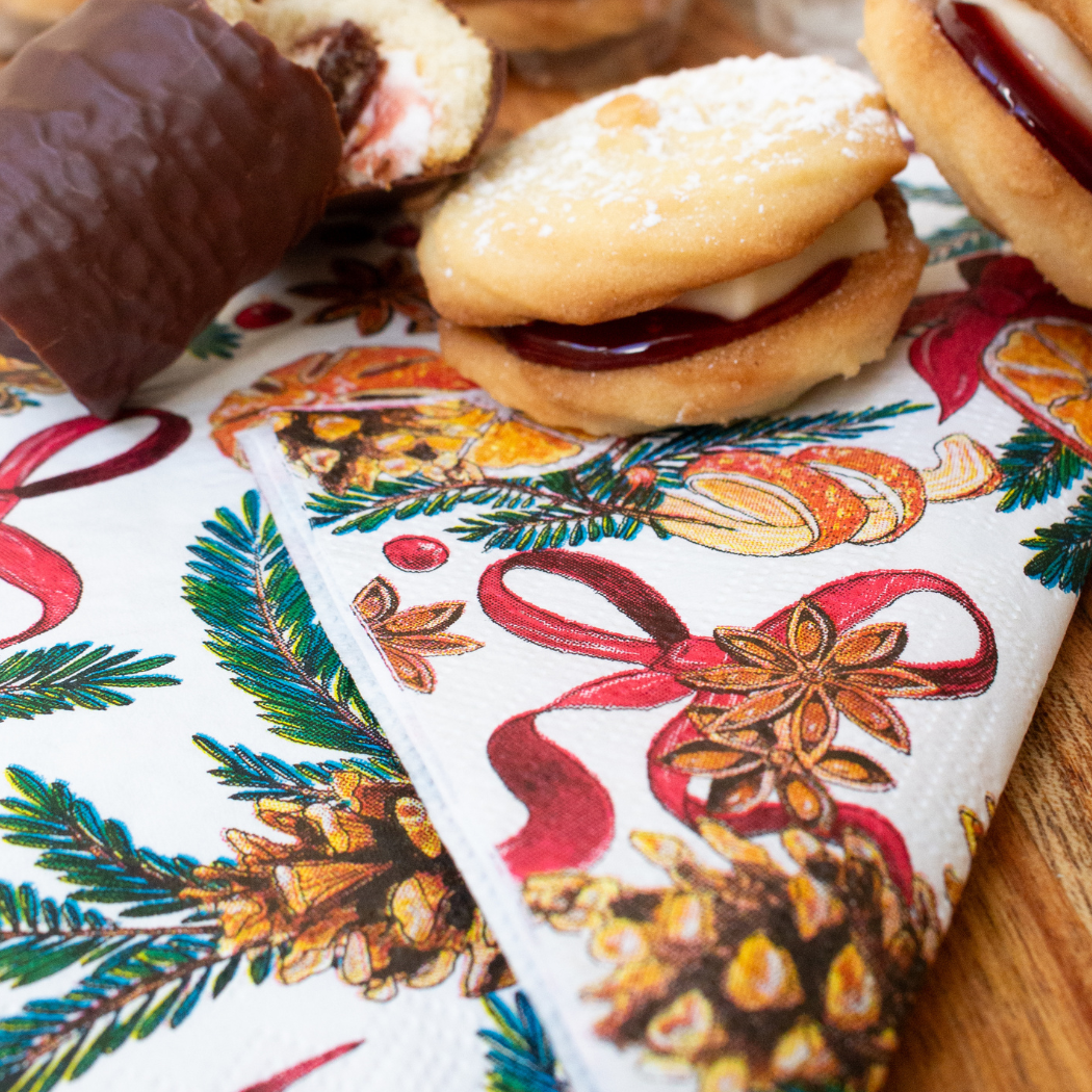 Bluebell and Lark – wholesale Disposable napkin – Cream Orange And Cinnamon Christmas Paper Napkins2