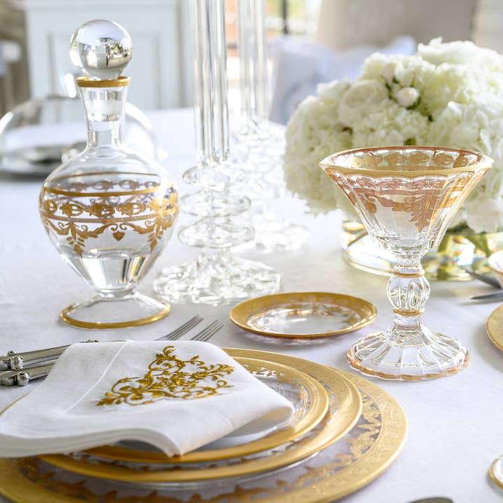 Arte Italica & Crown Linen Designs - Wholesale Appetizer Serveware - Vetro Gold Bread /Canapé Plate3