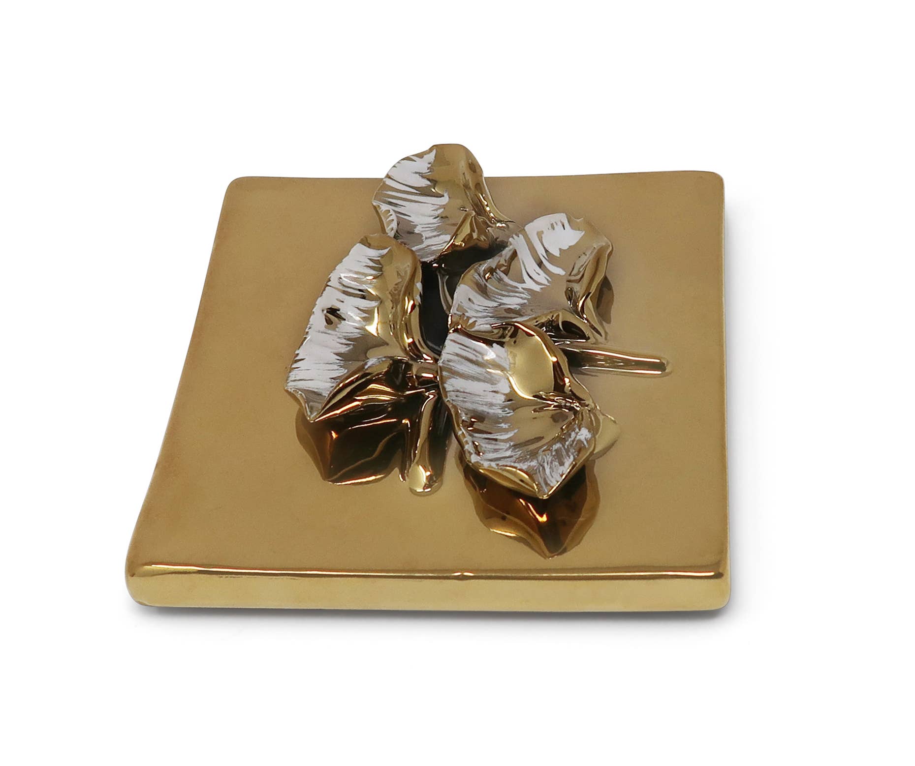 VIVIENCE - Wholesale Decorative Box - Square Gold Decorative Box With Flower Design on the Lid5