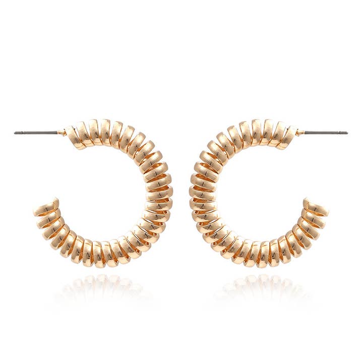 Gold Spiral Alloy Hoop Earrings E5331 for wholesale on Faire1
