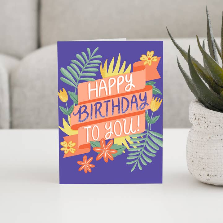 MizSant Studio - Wholesale Birthday Card - Happy Birthday to You Hand Lettered Floral Birthday Card