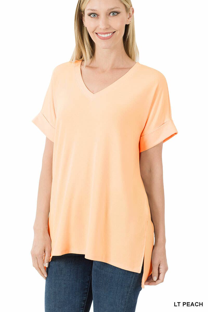 42POPS - Wholesale Tunic - Women's - `.Short Sleeve Side Slit Hi Low Hem4