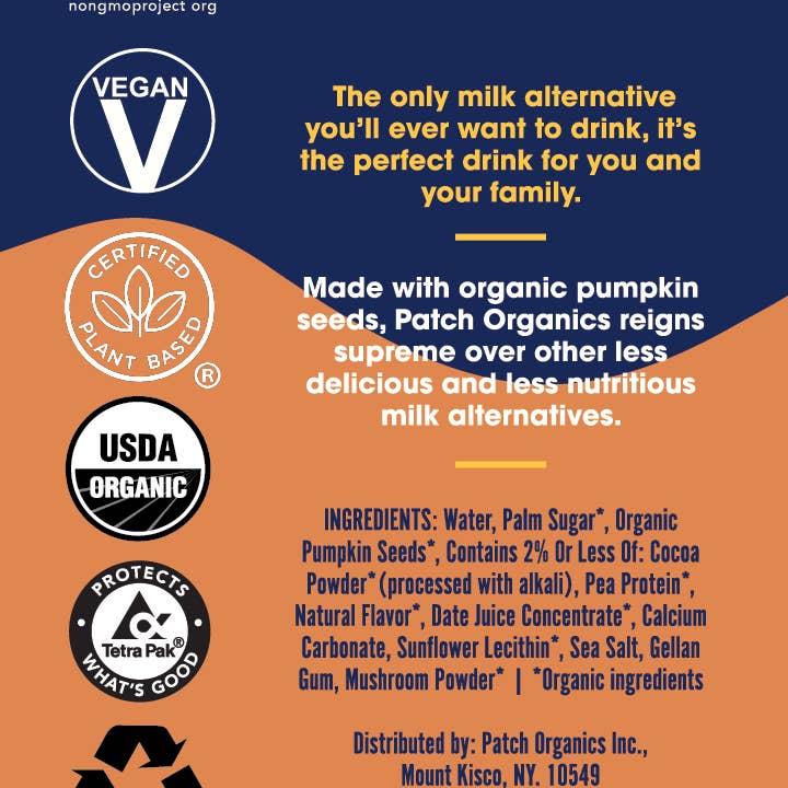 Patch Organics - Wholesale Non-Dairy Milk - Patch Organics Chocolate Pumpkin Seed Milk (12 pack 243 ml)