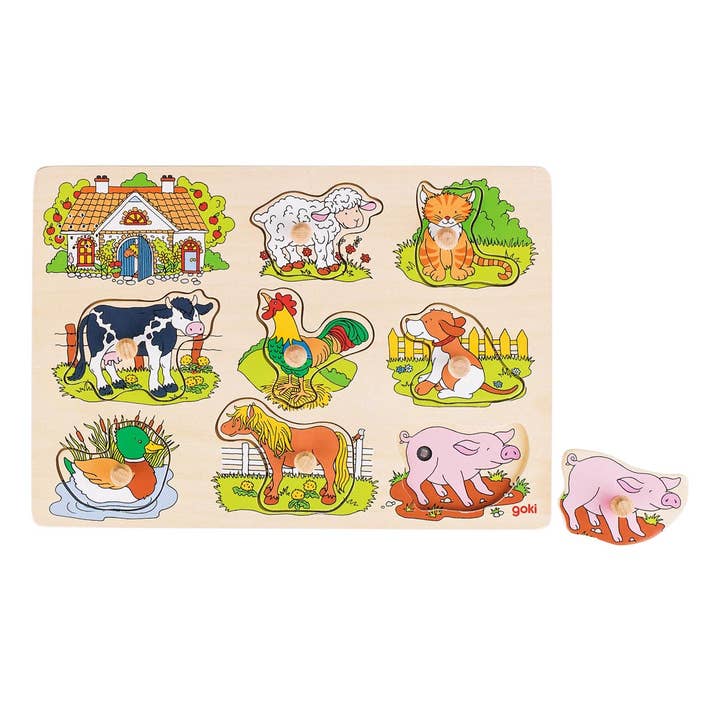 Sound-puzzle, farm, with animal voices for wholesale by Goki America