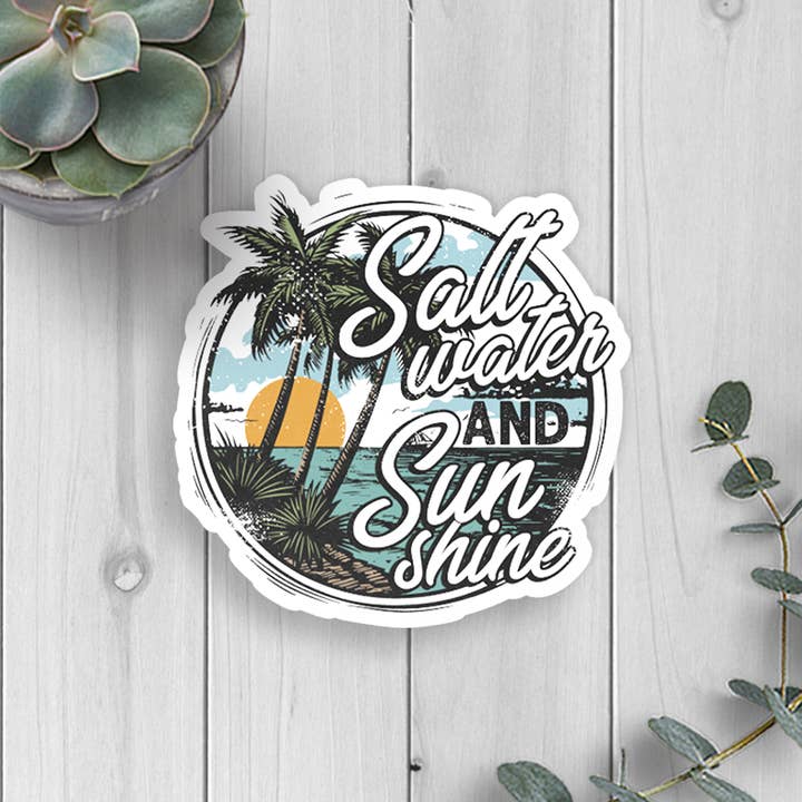 Saltwater & Sunshine Vinyl Sticker for wholesale by Expression Design Co