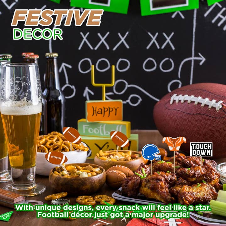 4E's Novelty - Wholesale Cake/Cupcake Topper - 96 Pack Football Cupcake Toppers in 12 Styles3