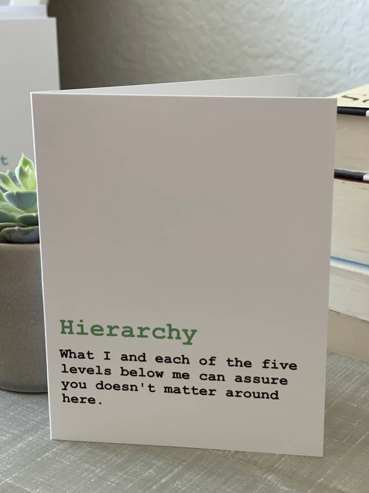 Humoristiskt kontor gratulationskort - Hierarki för wholesale av Bad Cards Boutique
