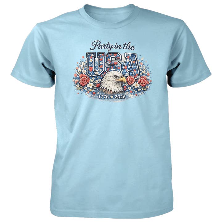 T-shirt en coton 4,5 oz avec aigle floral USA pour la vente par American Traditions