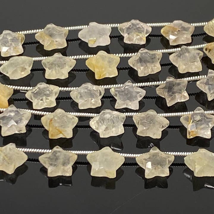 Goldene Rutil-Edelsteinperlen, Sternperlen, Schmuckzubehör, Großhandelsperlen, AAA-Qualität, 5 „Strang/10 Perlen, 10,5 mm x 10,5 mm für den Großhandel von Akstar Gems