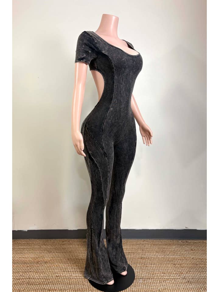 Dalia Studio - Wholesale Jumpsuit - Women's - MINERAL WASH OPEN BACK FLARE JUMPSUIT9