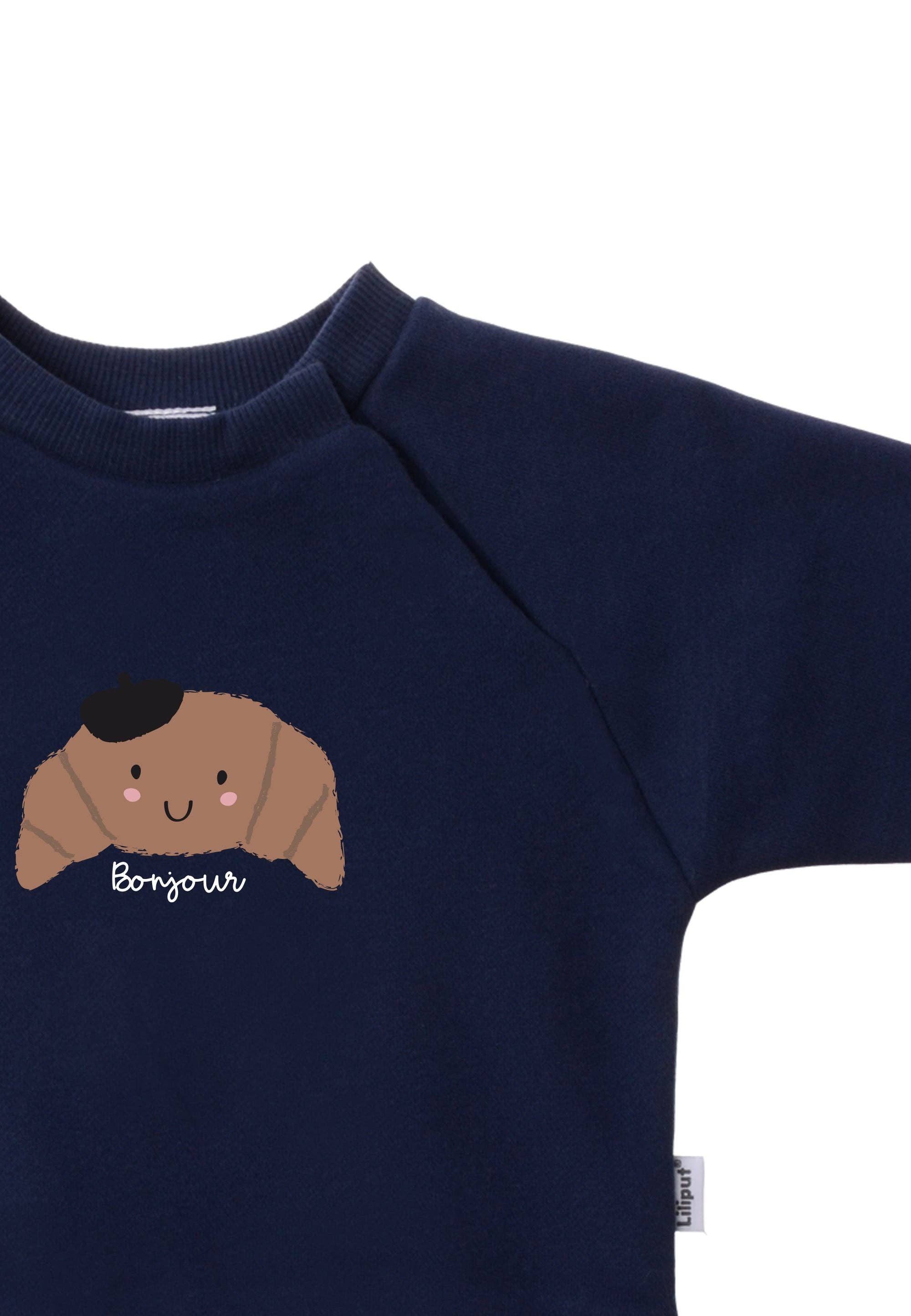 Liliput – wholesale Sweatshirt - Barn – Blå sweatshirt med tryck av croissant2