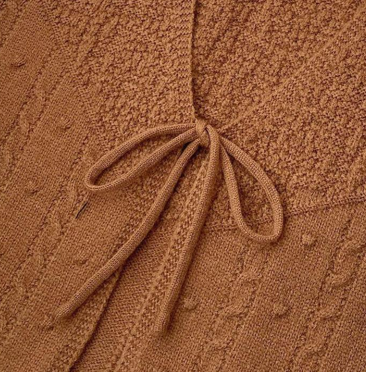 Rosa Clothing - Wholesale Knit Top - Women's - V-neck Ribbon Bow tie front lace up knit Cardigan gilets8