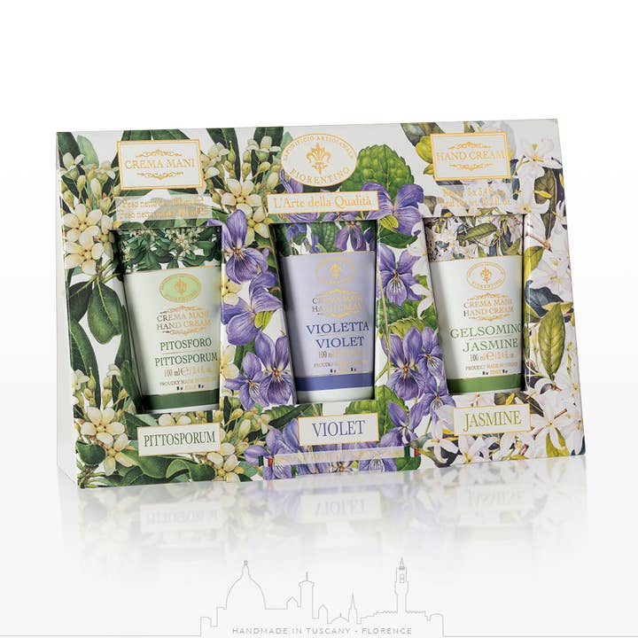 Pittosporum, Violet, and Jasmine Hand Creams Set for wholesale by Gentil Scents