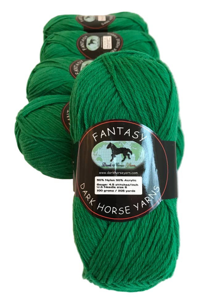 Dark Horse Yarns Fantasy #29 DL2184 Kelly Green Nylon Acrylic Blend Yarn 100 Gram 205 Yards Skein for wholesale by Garmy Books