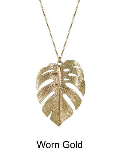 TheTizana - Wholesale Pendant/Charm Necklace - Monstera Tropical Plant Leaf Necklace (Worn Gold or Silver)
0