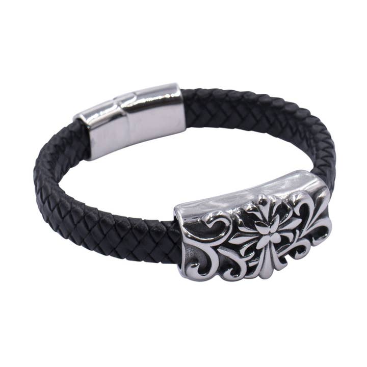 bracelet en cuir avec acier inoxydable pour la vente par Bodywings