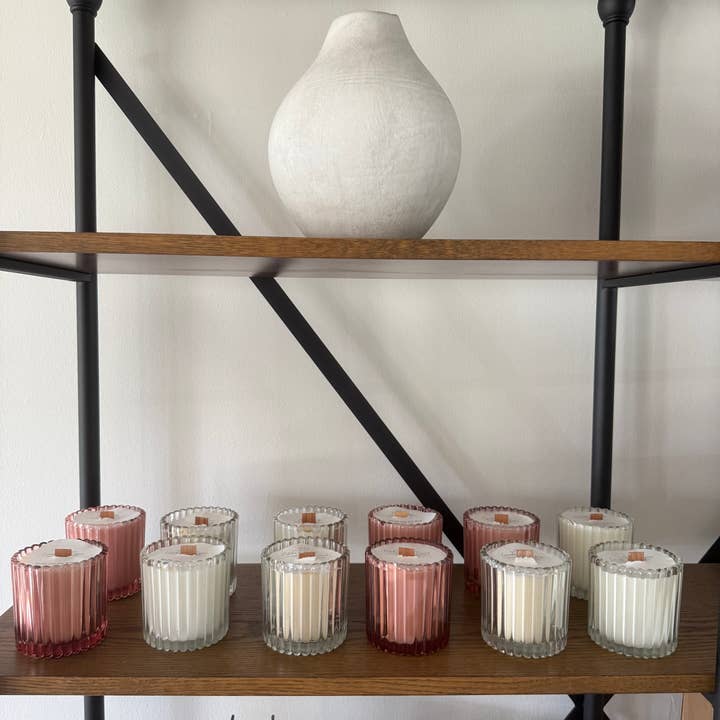Hcubed Candles - Wholesale Jar/filled candle - Ribbed Jar Candle – Refillable Soy Candle with Wooden Wick 2