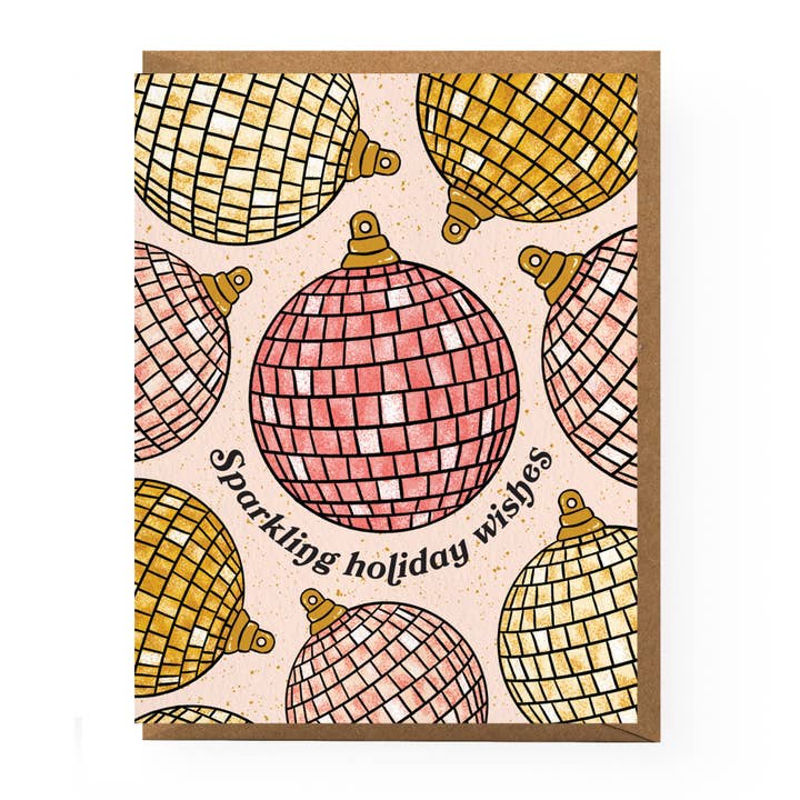 Disco Ball julepynt kort for engroshandel hos Boss Dotty Paper Co.