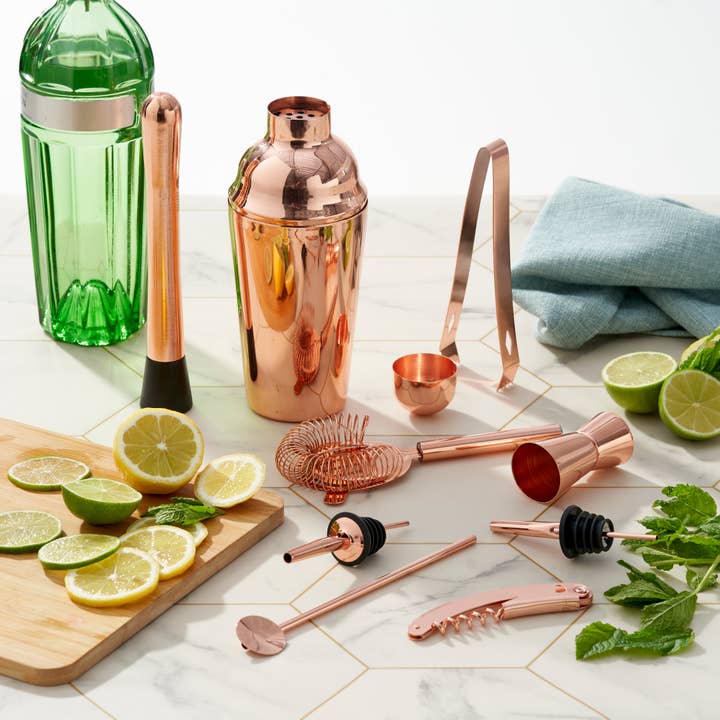 Oak & Steel - Wholesale Bar Tool - 10 Pcs Rose Gold Cocktail Set