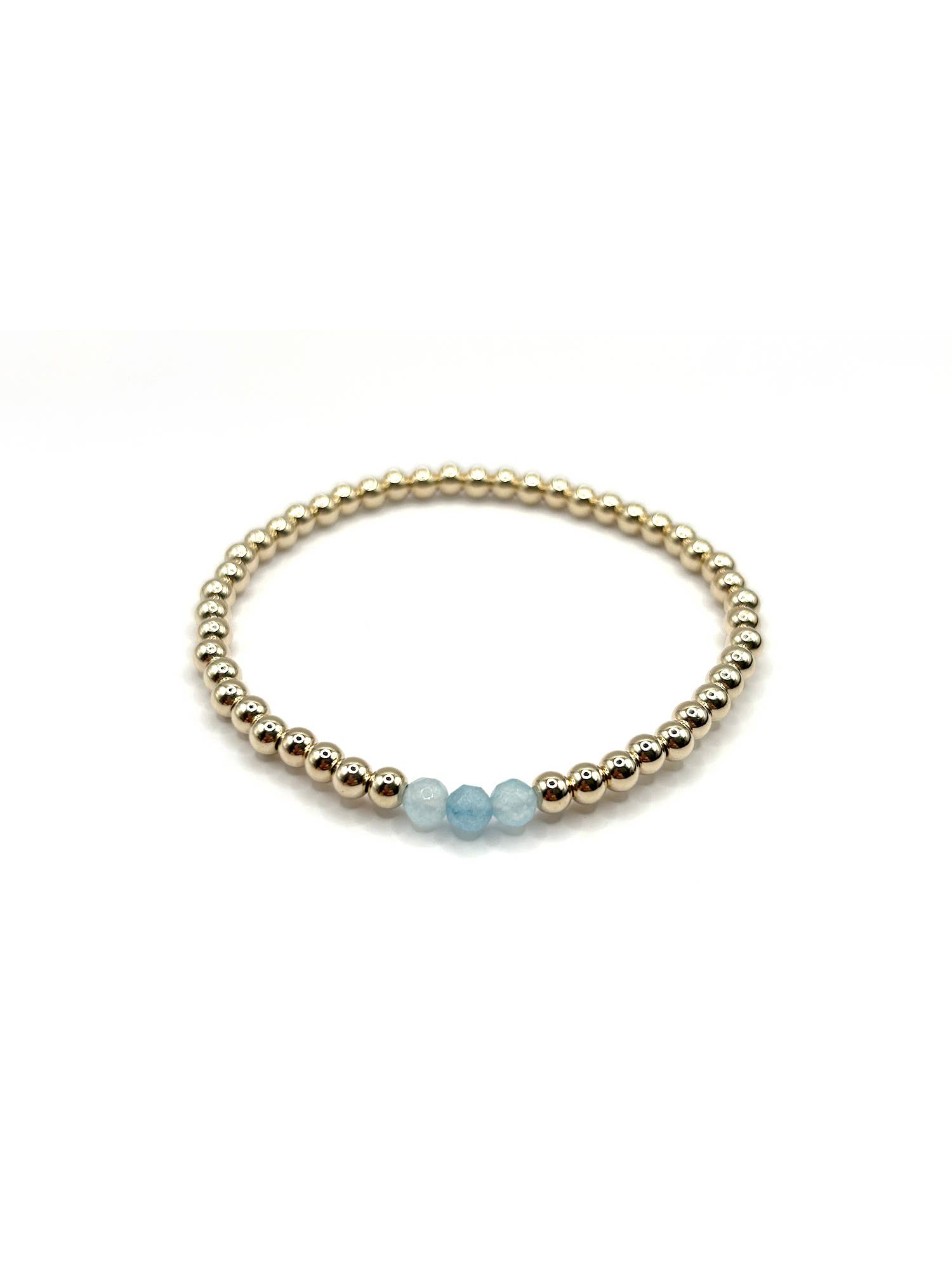 Kaylie Dawn Jewelry - Wholesale Beaded Bracelet - Gemma Handmade Gold Stretchy Bead Bracelet with 3 Gemstones9