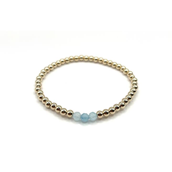 Kaylie Dawn Jewelry - Wholesale Beaded Bracelet - Gemma Handmade Gold Stretchy Bead Bracelet with 3 Gemstones9