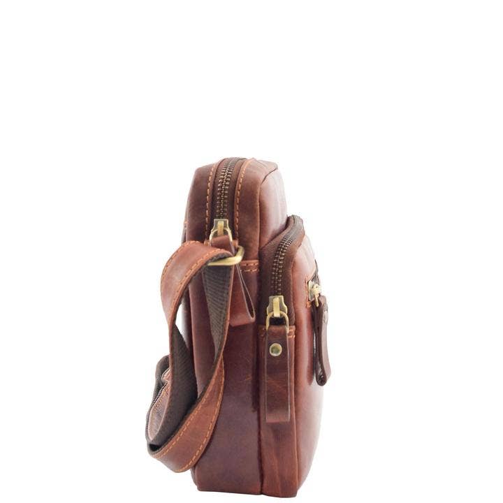 PRIMEHIDE - Wholesale Crossbody Bag - Men's - GL10 Bridge Leather Double Zip Flight Bag - GL10FLIGHTBAG