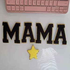 MAMA iron on chenille patch letters  Trendy Gifts with max length 70 -  Lush Fashion Lounge