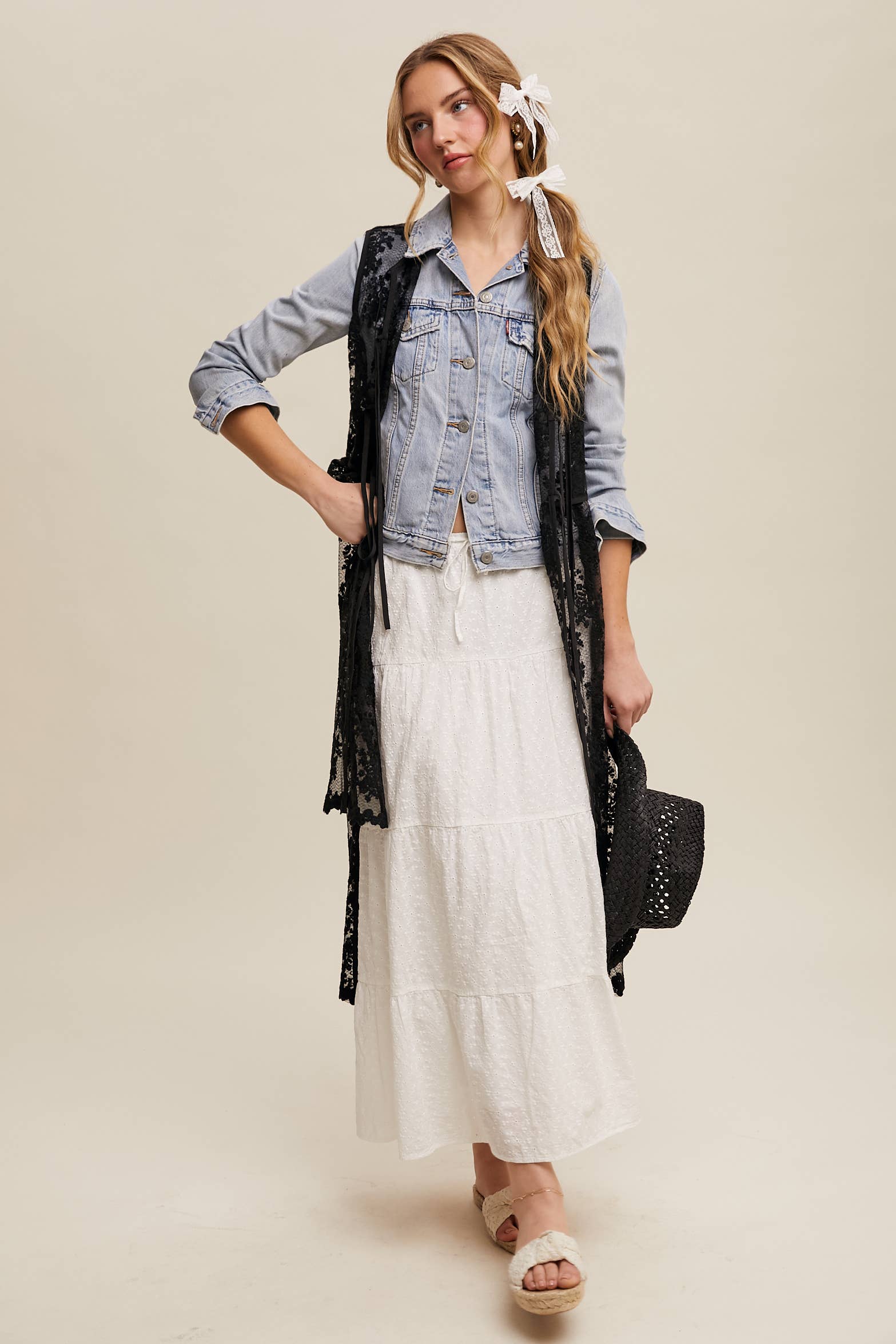 Listicle - Wholesale Outerwear Vest - Women's - Sheer Floral Embroidered Lace Vest25