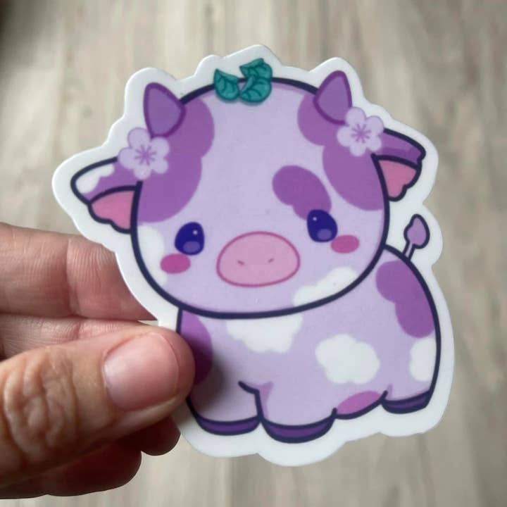 Prairie Chicken Sticker Shop & Gifts - Wholesale Sticker - Kawaii Lavender Mint Cow Die Cut Vinyl Sticker0