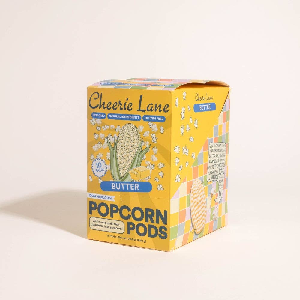 Cheerie Lane - Wholesale Popcorn - Single Serve Butter Popcorn Pods (10-Pack Display)2
