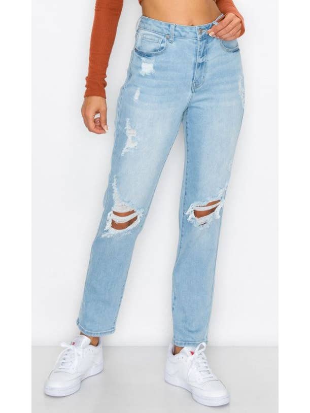 BLUE AGE - Wholesale Jeans – Women’s - KNEE RIPPED MOM JEANS2
