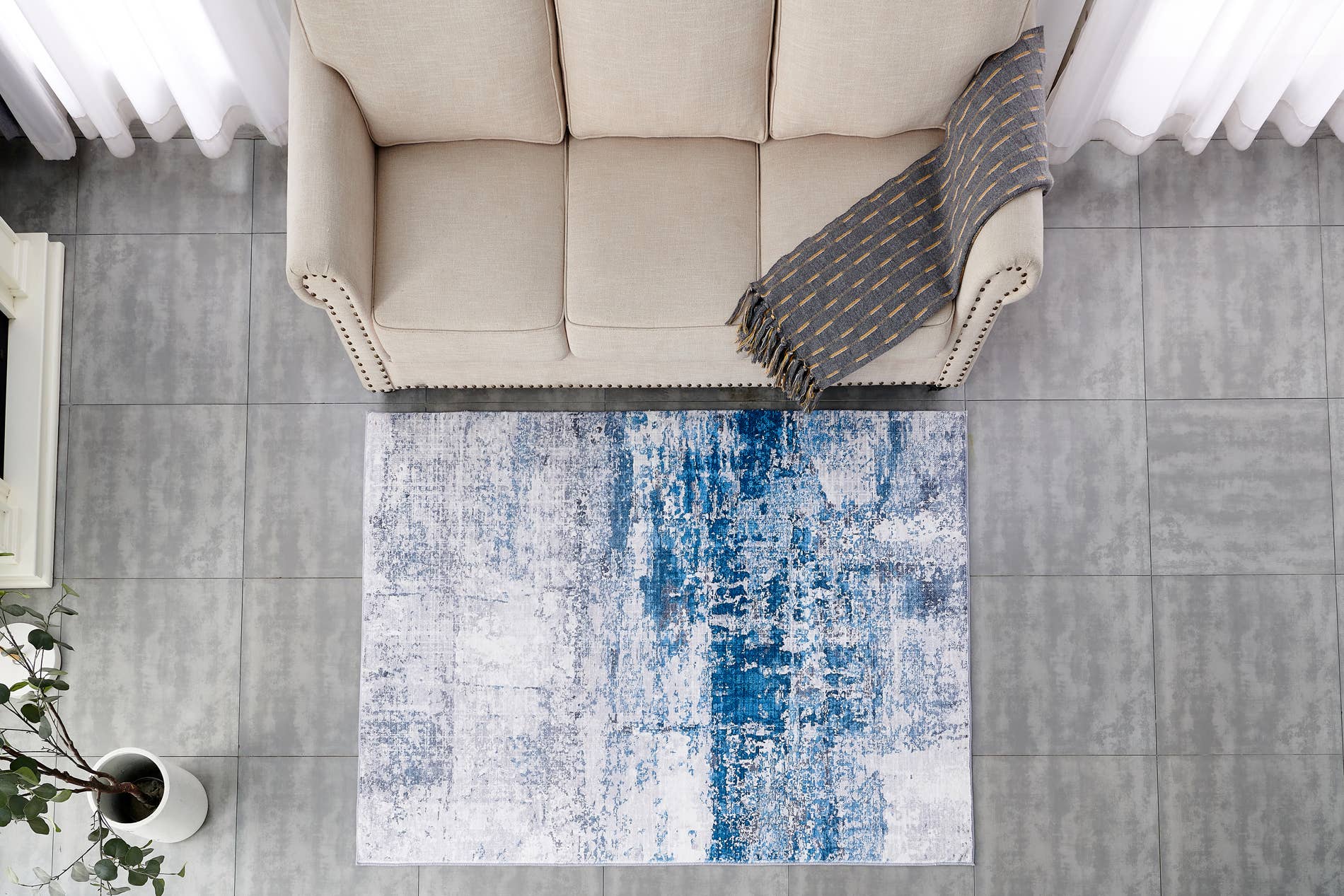 Amazing Rugs – Großhandel Teppichvorleger – Zara Abstract Design, maschinenwaschbar, Grau und Türkis6