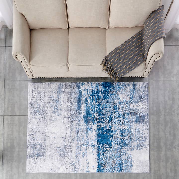 Amazing Rugs – Großhandel Teppichvorleger – Zara Abstract Design, maschinenwaschbar, Grau und Türkis6