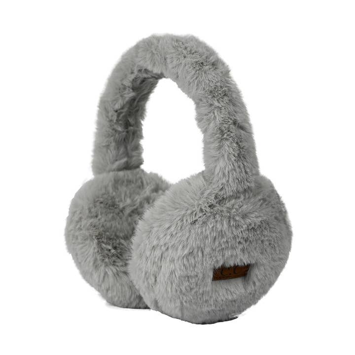 Funky Junque - Wholesale Earwarmers/Ear Muffs - Women's - Adjustable Earmuffs - Faux Fur - Light Grey