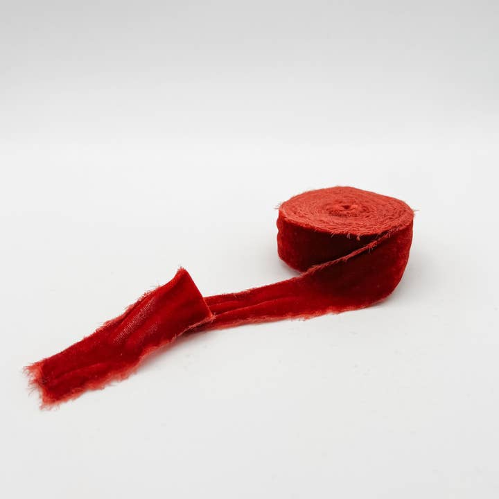 Trim & Twine - Wholesale Ribbon - Gift Wrapping - 1.25" Velvet Ribbon - Raw Edge