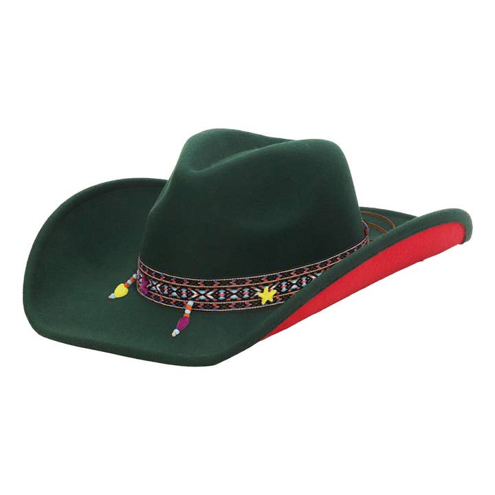 Cap Zone - Wholesale Cowboy Hat - Unisex - Navajo Baja Band Two Tone Felt Cowboy Hat3