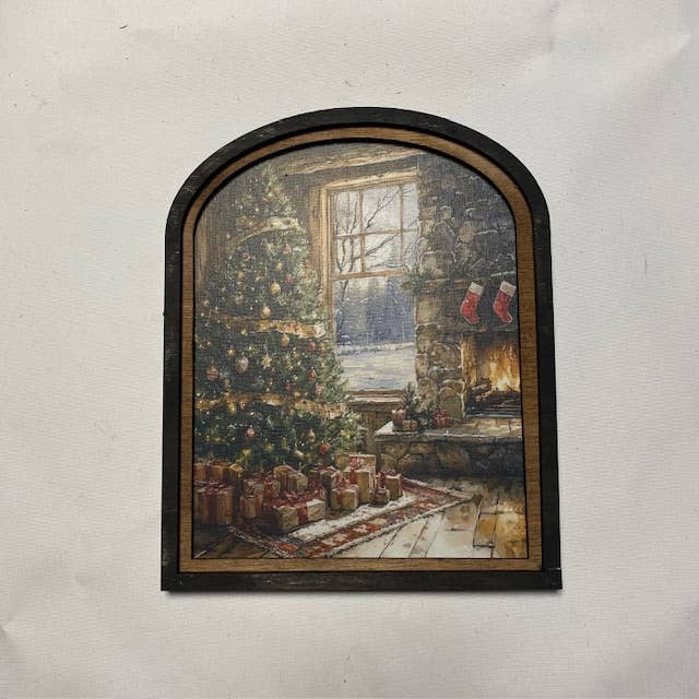 LAND OF COTTON - Wholesale Christmas Wall Art - Cabin Christmas Print in Small Arch 3