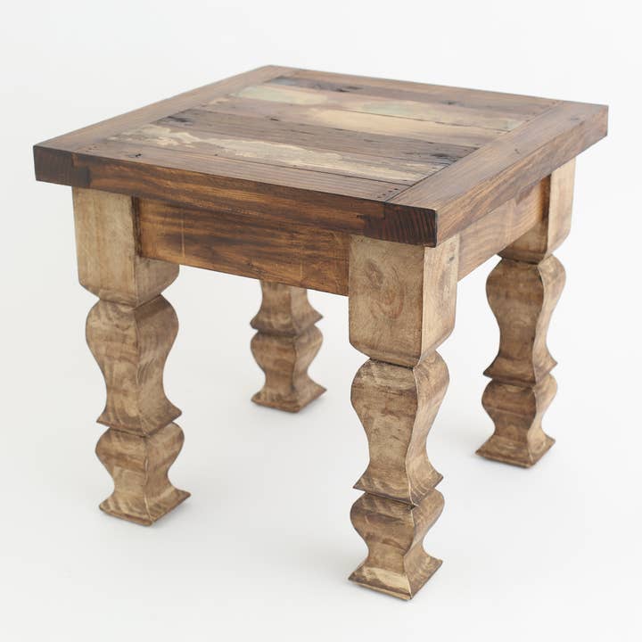 My Amigos Imports - Wholesale Side Table - Reclaimed Wood End Table-Repurposed-18x18x17H inches2