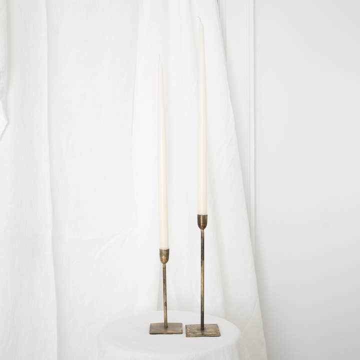 SOCCO Designs - Vente Bougies/bougeoirs coniques - Paire de bougies coniques Ivoire1