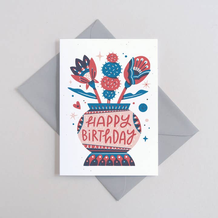 Joyeux anniversaire | Carte d'anniversaire | Amusement, fleurs pour la vente par Printer Johnson Ltd