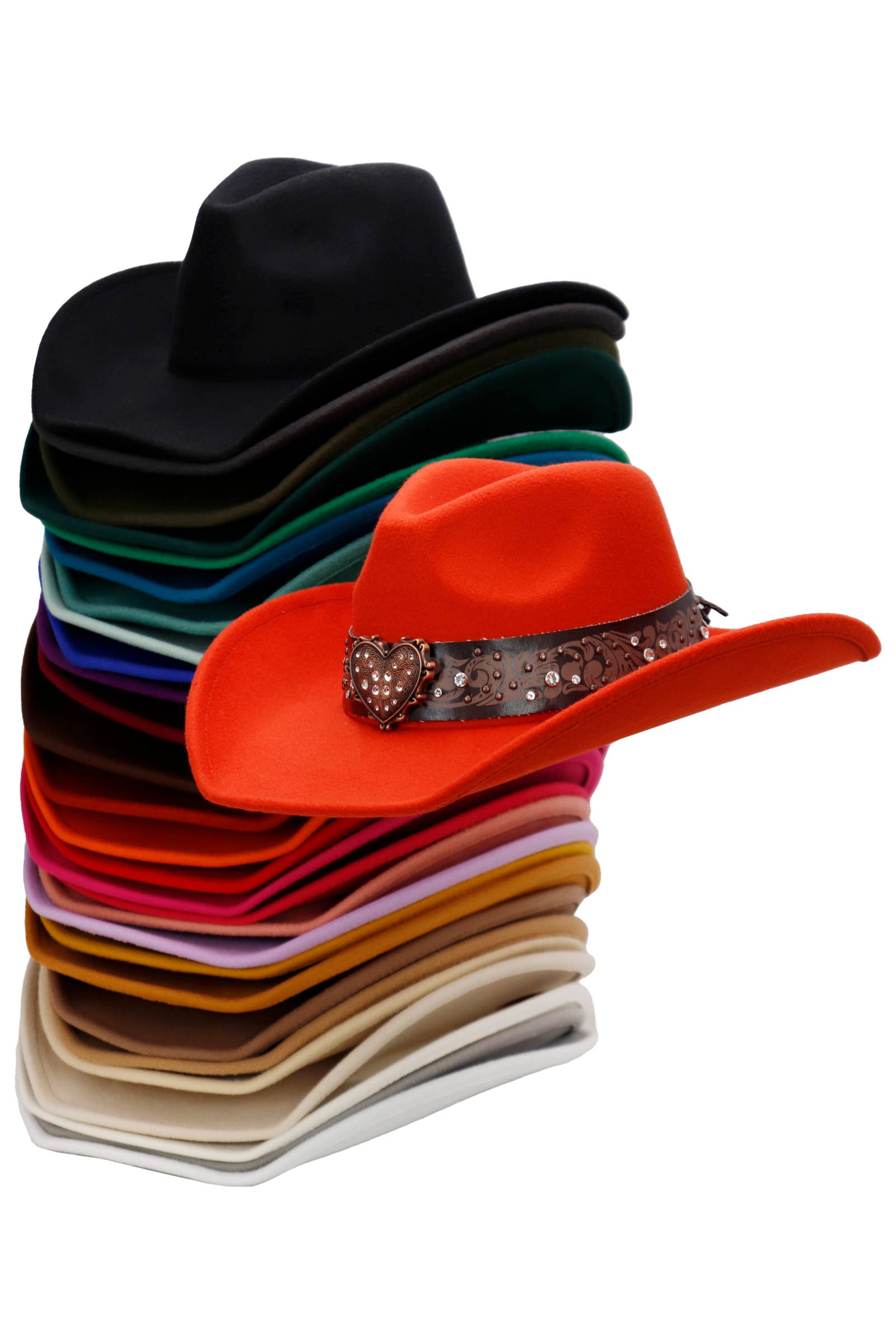Cap Zone - Venta al por mayor Sombrero cowboy - Unisex - Sombrero vaquero de fieltro con cinturón de strass en forma de corazón27