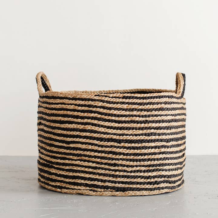 Will & Atlas – Cesta por atacado – Cesto Oval com pega, juta - riscado4