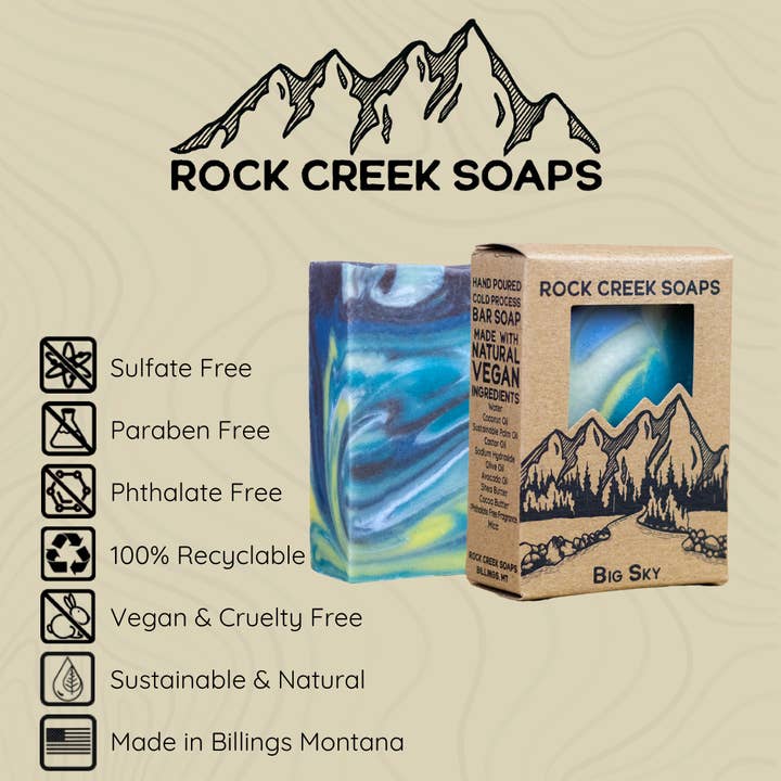 Rock Creek Soaps - Wholesale Bar Soap - Big Sky Bar Soap | Fresh Air, Cotton & Earth