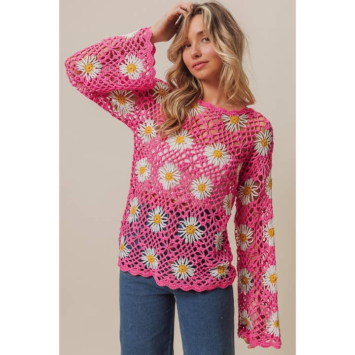 HAUT EN DENTELLE À MOTIF FLORAL EN CROCHET pour la vente par IVE