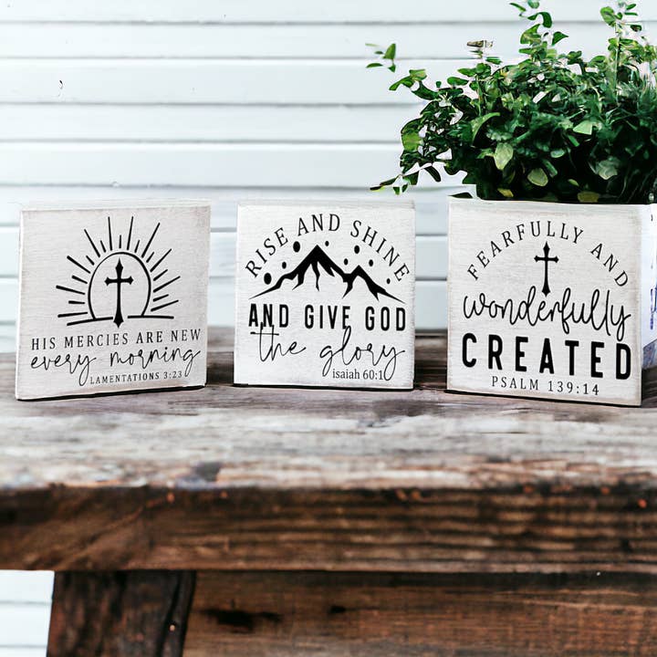 Inkwood Crafters - Wholesale Sign - Bible Verse Trio Mini Signs (Group 2) - Set of 3